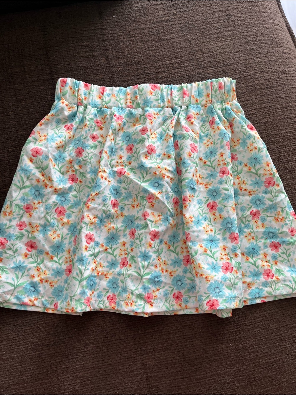 Girl Floral Smocked Waist Sundress Skirt - Pink & Aqua - Picture 2 of 4